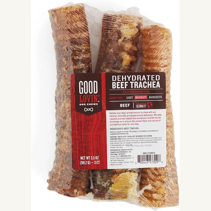 Good Lovin dehydrated beef trachea dog chews pack of three