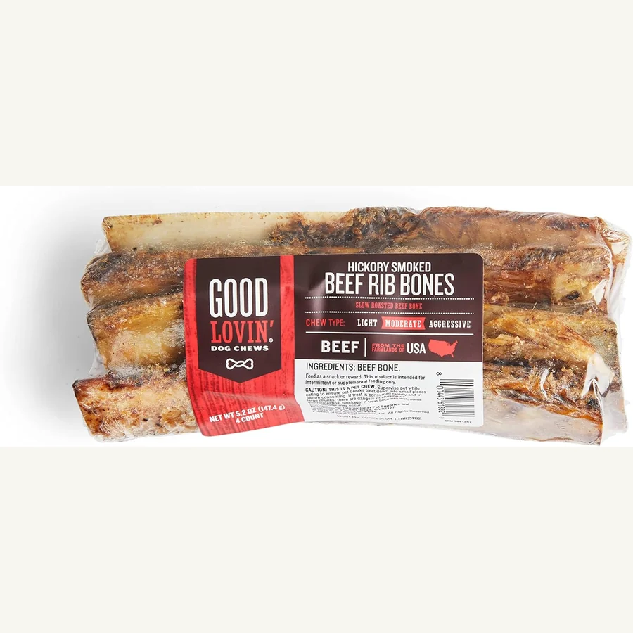Good Lovin hickory smoked beef rib bone dog chews four count