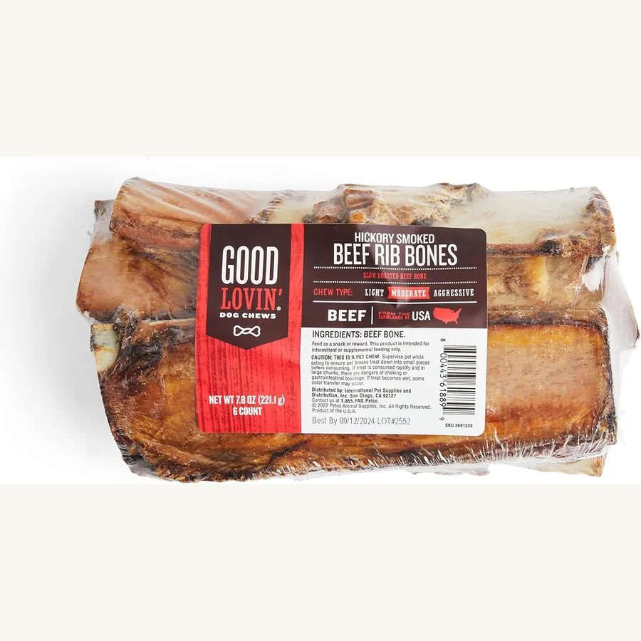 Good Lovin hickory smoked rib bone dog chew six count 7.8 ounce