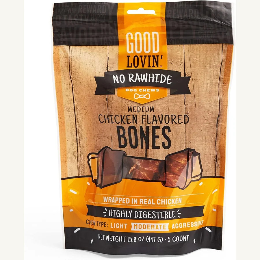 Good Lovin no rawhide medium chicken flavored dog bones five count
