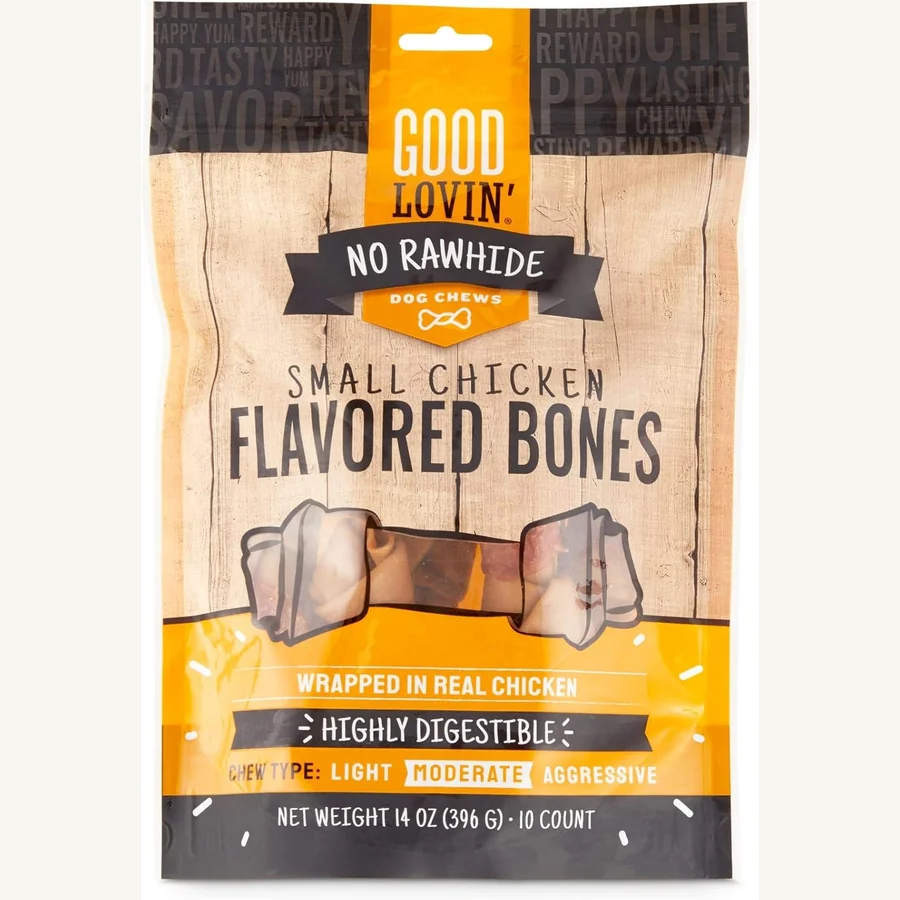 Good Lovin no rawhide small chicken flavored dog bones ten count