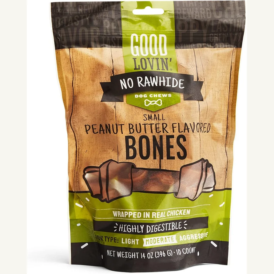 Good Lovin no rawhide small peanut butter flavored dog bones ten count