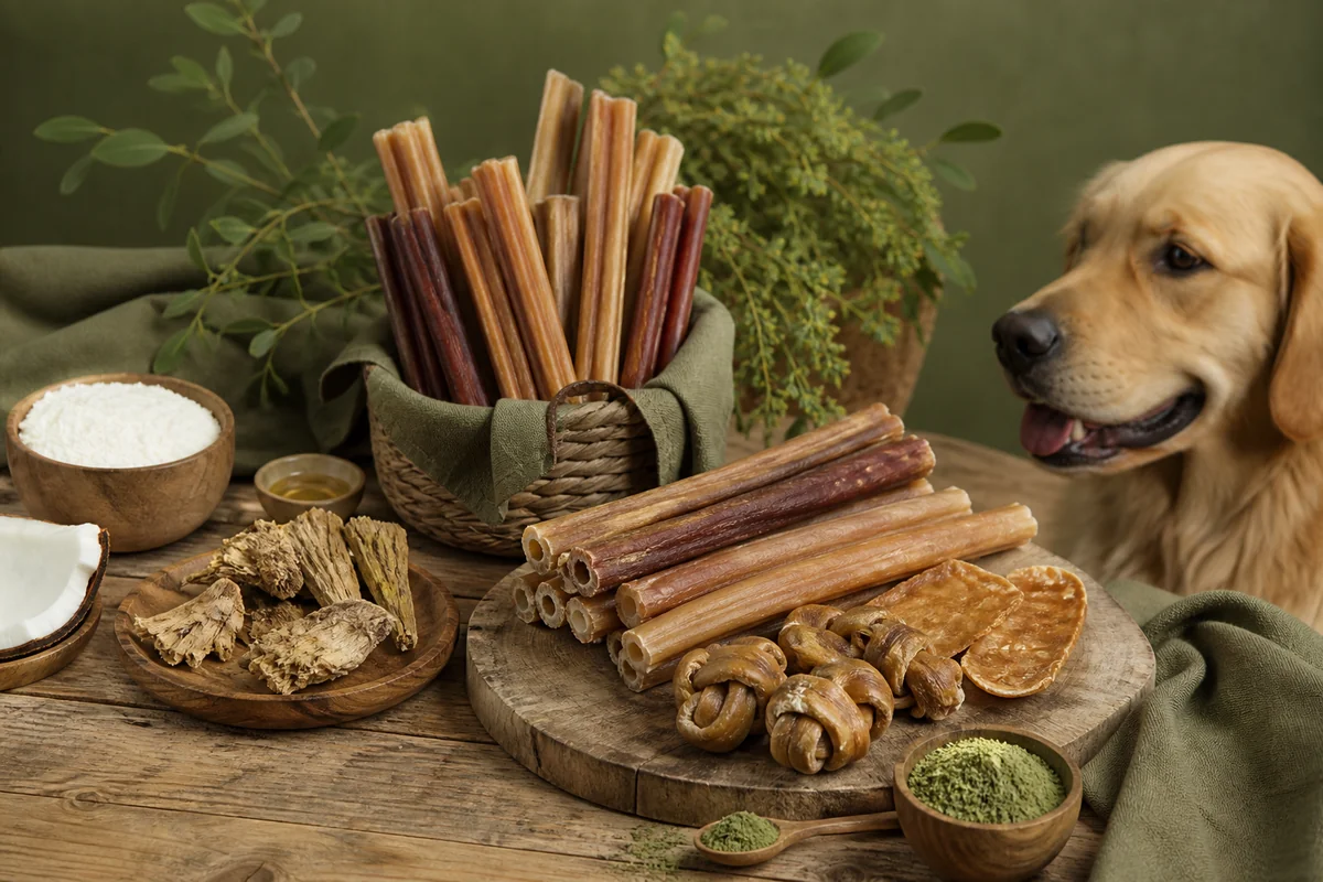 Natural dog chew ingredients and finished products